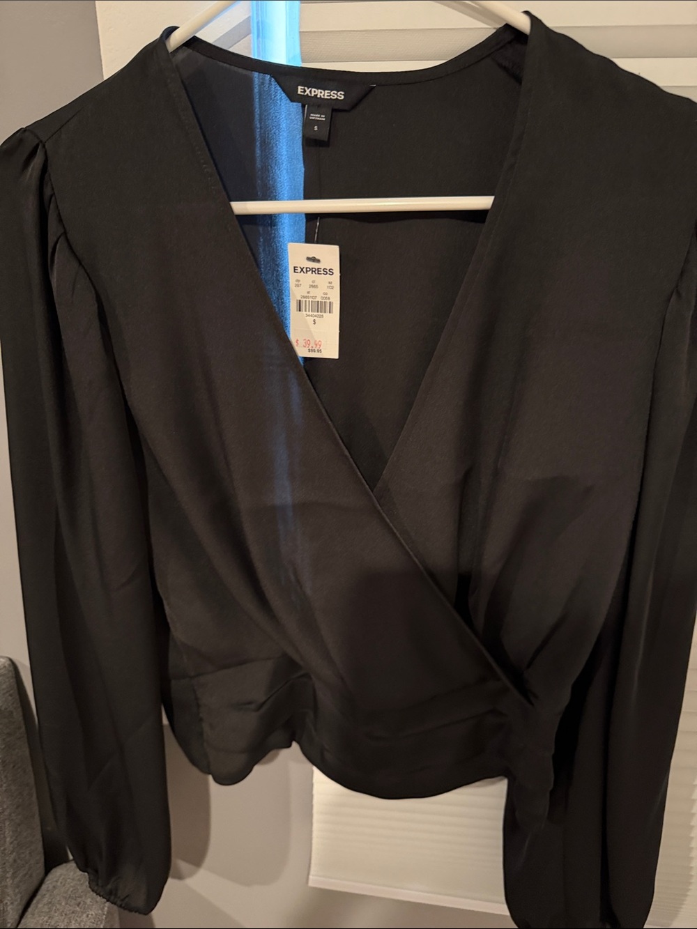 Express Black Surplice Wrap Blouse